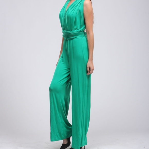 Host Pick! Green Cross Back Romper Jumpsuit - Picture 3 of 4